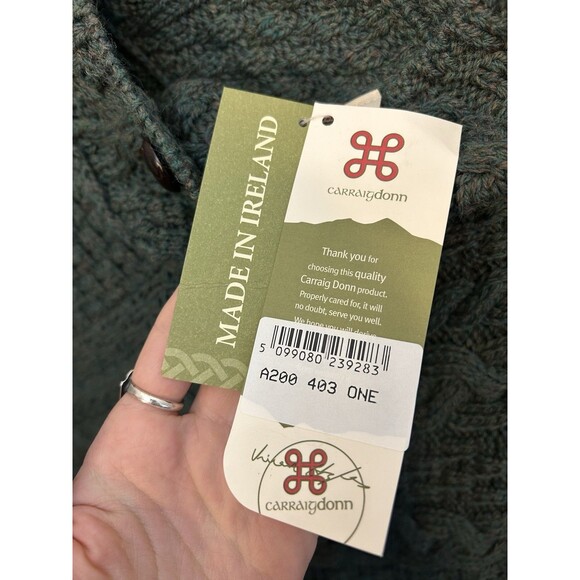 NWT Carraig Donn Merino Wool Chunky Knit Poncho Emerald Green Irish Made OS NEW - Picture 7 of 10